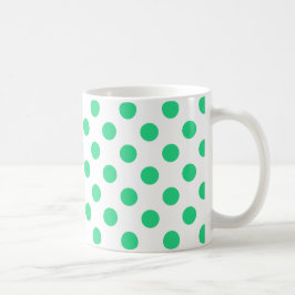 Grönt och vitt polka dots kaffemugg