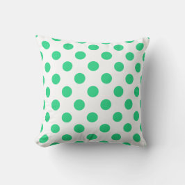 Grönt och vitt polka dots kudde