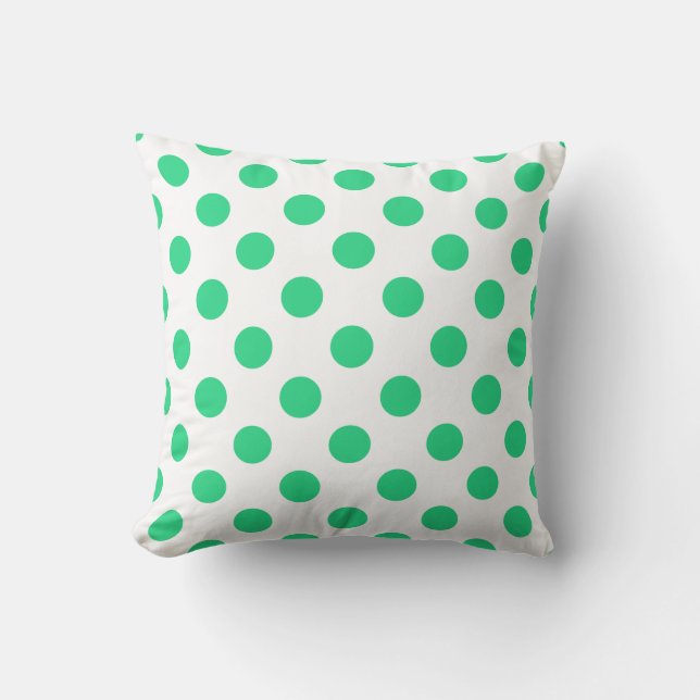 Grönt och vitt polka dots kudde (Framsida)