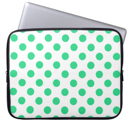 Grönt och vitt polka dots laptop sleeve