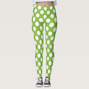 Grönt och vitt polka dots leggings