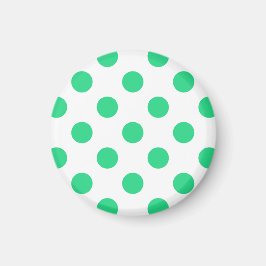 Grönt och vitt polka dots magnet