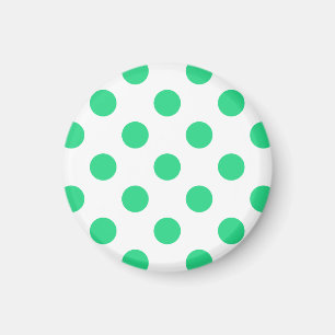 Grönt och vitt polka dots magnet