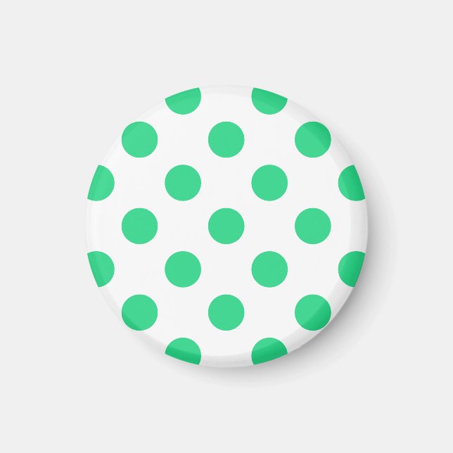 Grönt och vitt polka dots magnet (Framsidan)