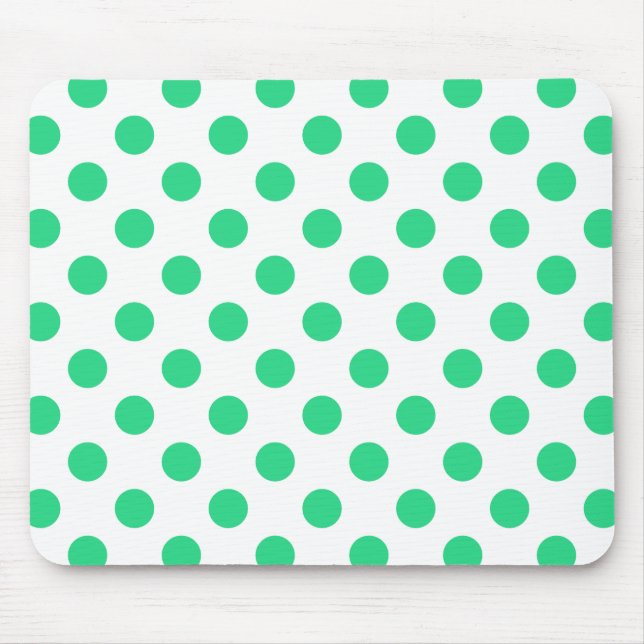 Grönt och vitt polka dots musmatta (Framsidan)