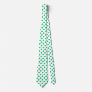 Grönt och vitt polka dots slips