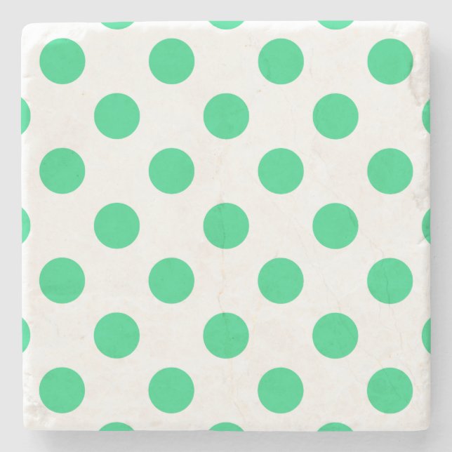 Grönt och vitt polka dots stenunderlägg (Framsidan)