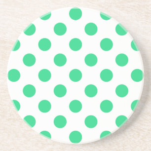 Grönt och vitt polka dots underlägg sandsten