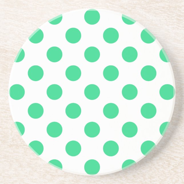 Grönt och vitt polka dots underlägg sandsten (Framsidan)