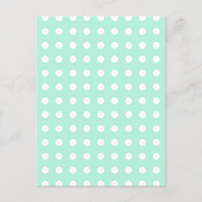 grönt och vitt polka dots vykort (Framsida)