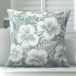 Grönt och vitt Tropiskt Dekorativ kudde