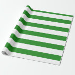 Grönt och vitt Vågrät med stripe Presentpapper<br><div class="desc">Vågrät Forest Grönt and White Wide Stripe Wrapped Papper</div>