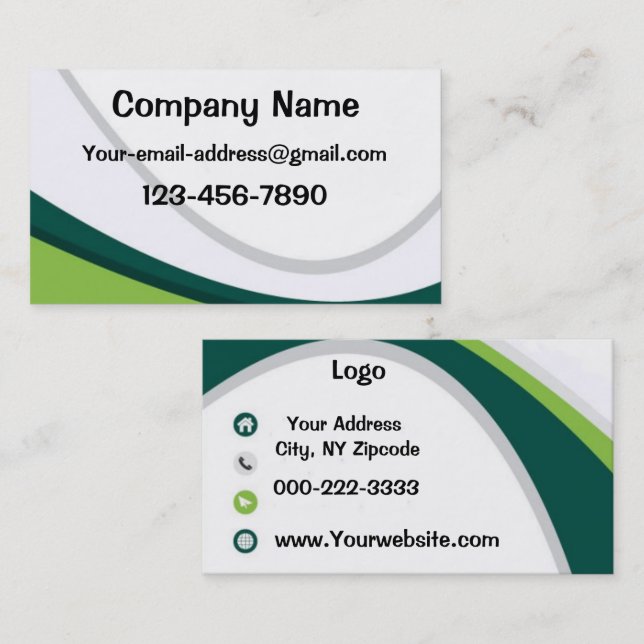 Grönt och vitt visitkort (Fram/baksida)