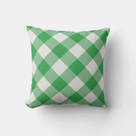 Grönt och White Gingham Land Home Kudde