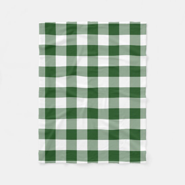 Grönt och White Gingham Mönster Fleecefilt (Framsidan)