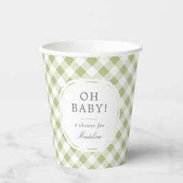 Grönt och White Gingham Mönster Oh Baby Shower