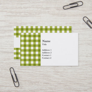 Grönt och White Gingham Mönster Visitkort