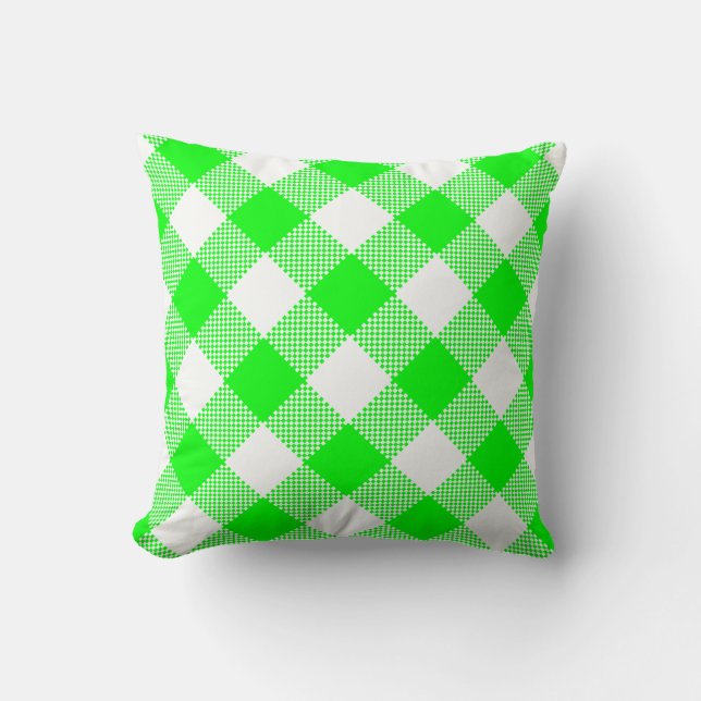 Grönt och White Gingham på en Pillow Kudde (Framsida)