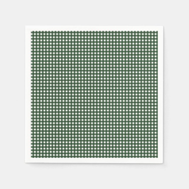 Grönt och White Gingham Pappersservett (Framsidan)