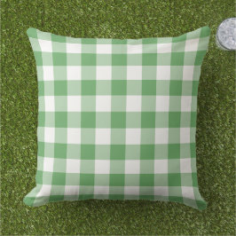 Grönt och White Gingham Play Mönster Kudde