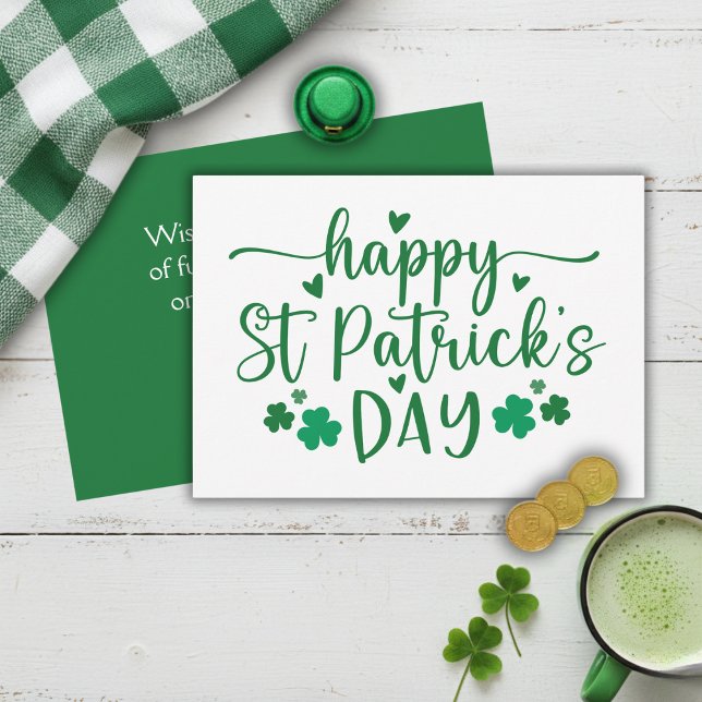 Grönt och White Lycklig St. Patrick Day Anpassning Julkort (Green and White Happy St. Patrick's Day Custom Holiday Card)