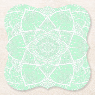 Grönt och White Mandala - Loergann i Jade Underlägg Papper