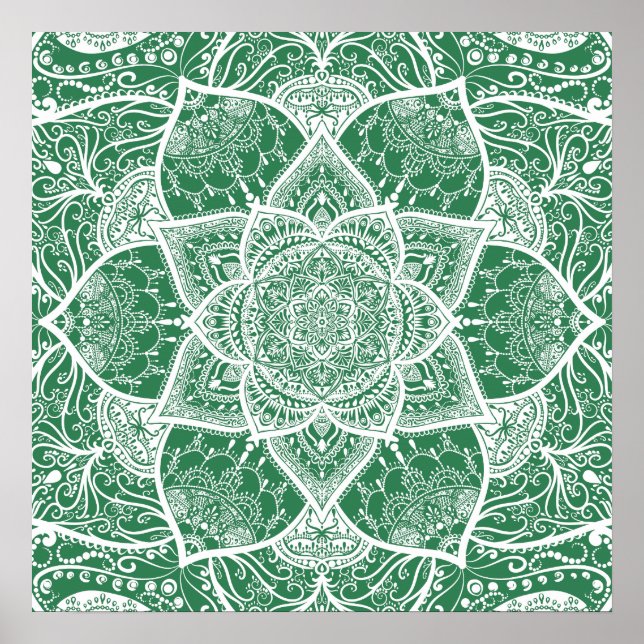 Grönt och White Mandala - Loergann i Rosemary Poster (Framsidan)