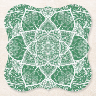 Grönt och White Mandala - Loergann i Rosemary Underlägg Papper
