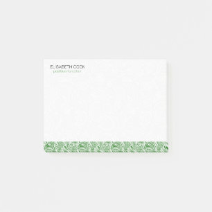 Grönt och White Paisley Mönster Post-it Block