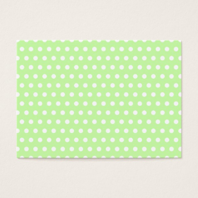 Grönt och White Polka Dot Mönster. Fläckigt. Visitkort (Framsidan)