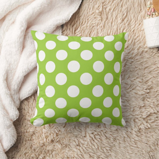 Grönt och White Polka Dot Mönster Kudde (Filt)