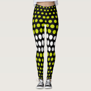 Grönt och White Polka Dot Mönster Leggings