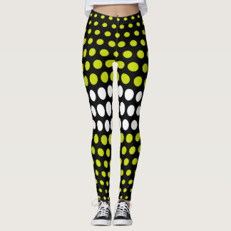 Grönt och White Polka Dot Mönster Leggings