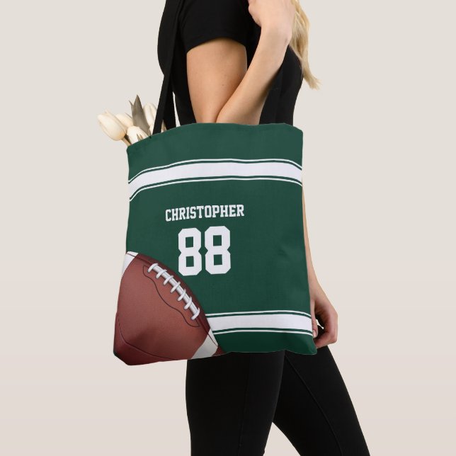Grönt och White Rand Jersey Grid Järn Football Tygkasse (Närbild)