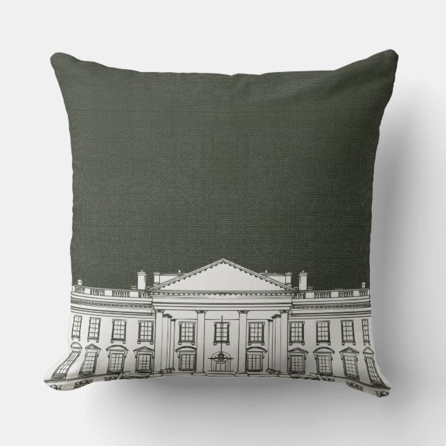 Grönt och White Washington DC Whitehouse Kudde (Framsida)