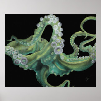 Grönt Octopus 20 x 16 Poster