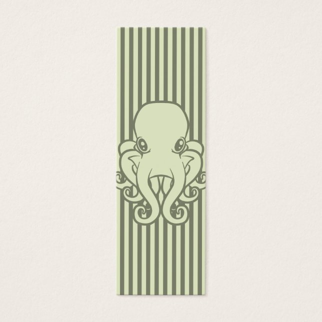Grönt Octopus Bookmark Litet Visitkort (Framsidan)