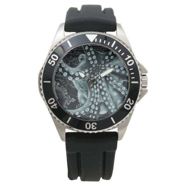 Grönt Octopus Färgpenna Karta Armbandsur (Framsida)