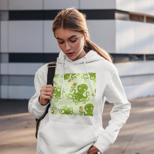 Grönt Octopus Hoodie T Shirt