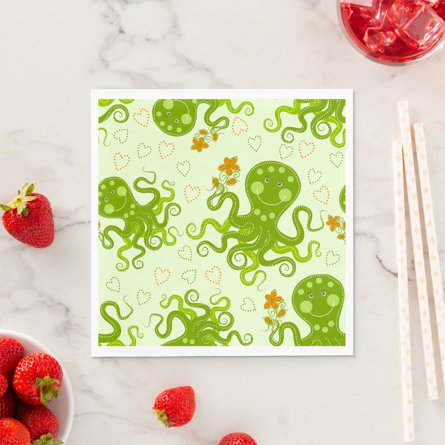 Grönt Octopus Pappersservett (Skapare uppladdad)