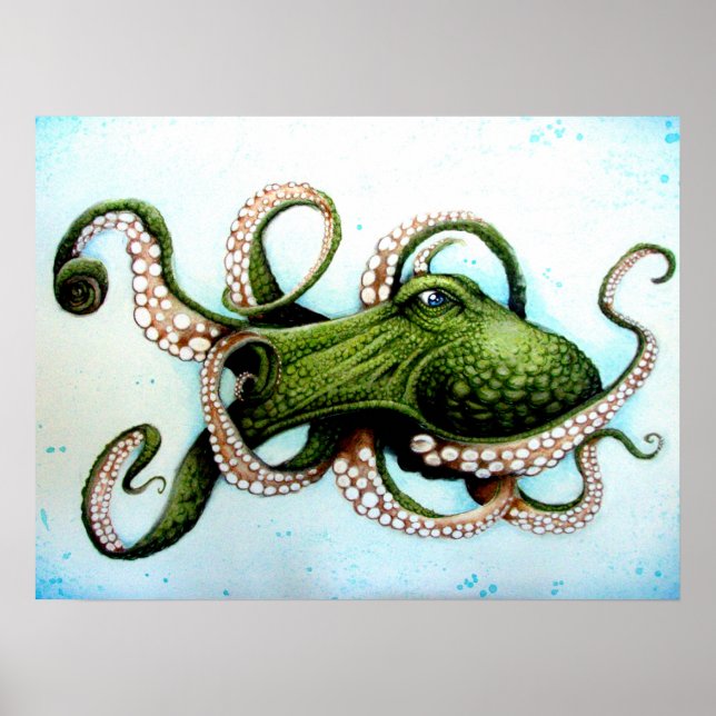 Grönt Octopus Poster (Framsidan)