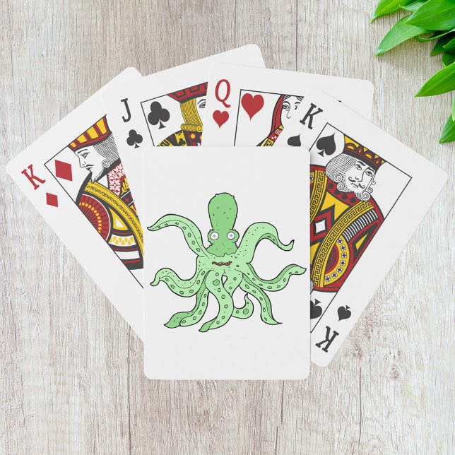 Grönt Octopus-tecken Quirky Sea Monster Casinokort (Skapare uppladdad)