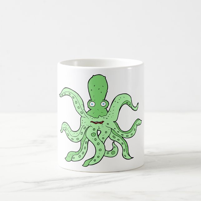 Grönt Octopus-tecken Quirky Sea Monster Kaffemugg (Skapare uppladdad)