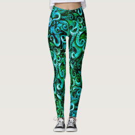 Grönt Octopus Tentacles Leggings Sea Steampunk