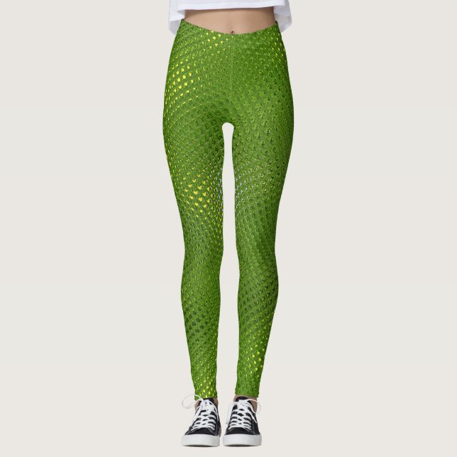 Grönt ödlatryck leggings (Framsida)