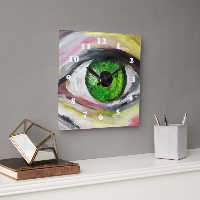 Grönt Öga Art Fyrkantig Klocka (Kontor)