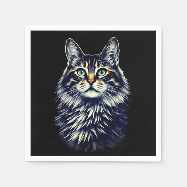 Grönt Öga Cat Pappersservett (Framsidan)