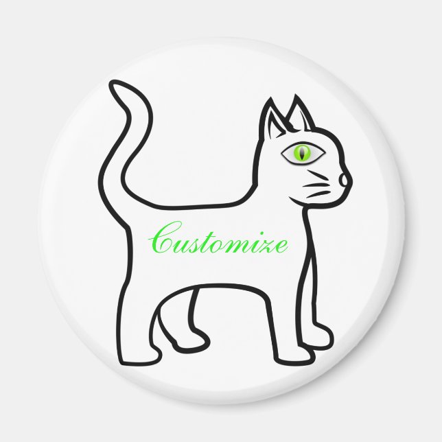 Grönt-öga Cat Thunder_Cove Magnet (Framsidan)