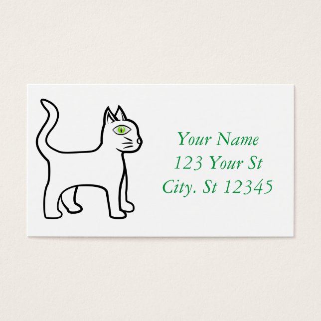 Grönt-öga Cat Thunder_Cove Visitkort (Framsidan)