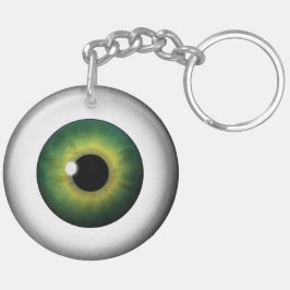Grönt Öga Eyeball Round Two Sided Acrylic Keychain